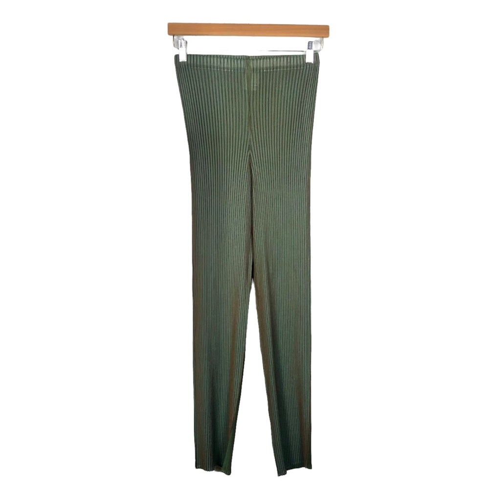 Issey Miyake Pleated Pants Small Iridescent Green